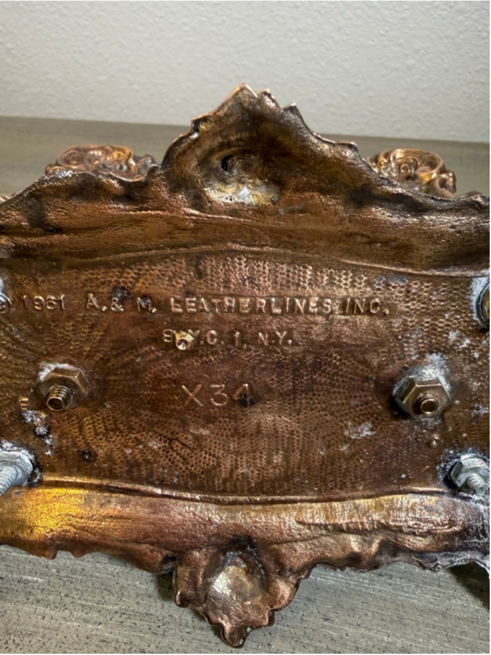 Vintage 1961 Rococo Cast Metal Mail Letter Holder Desk Organizer Bronze Finish - Picture 11 of 11